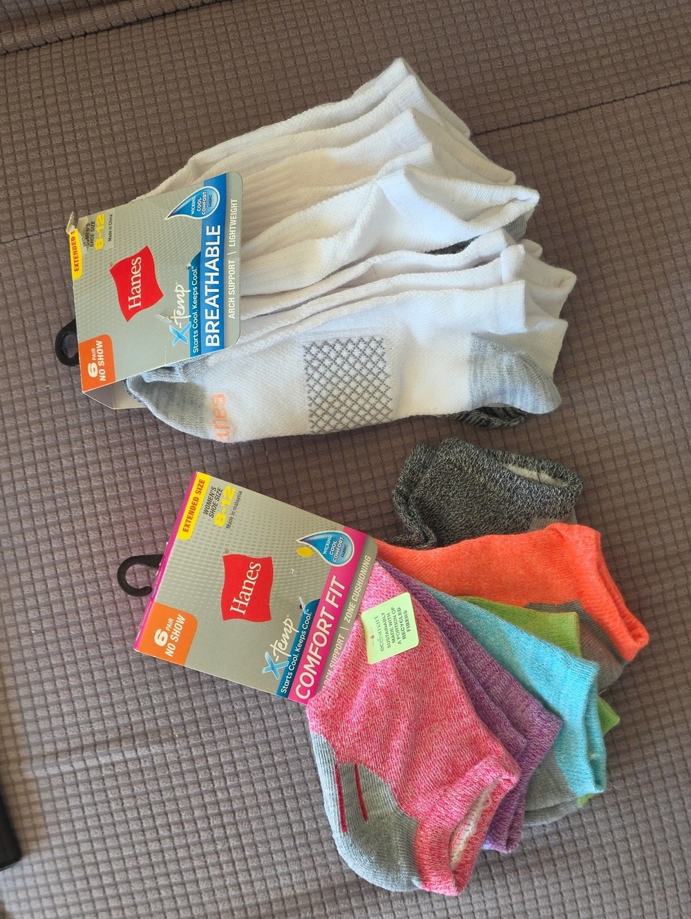Hanes Women’s Socks Pack - White-gray & Assorted Colored No-Show Socks